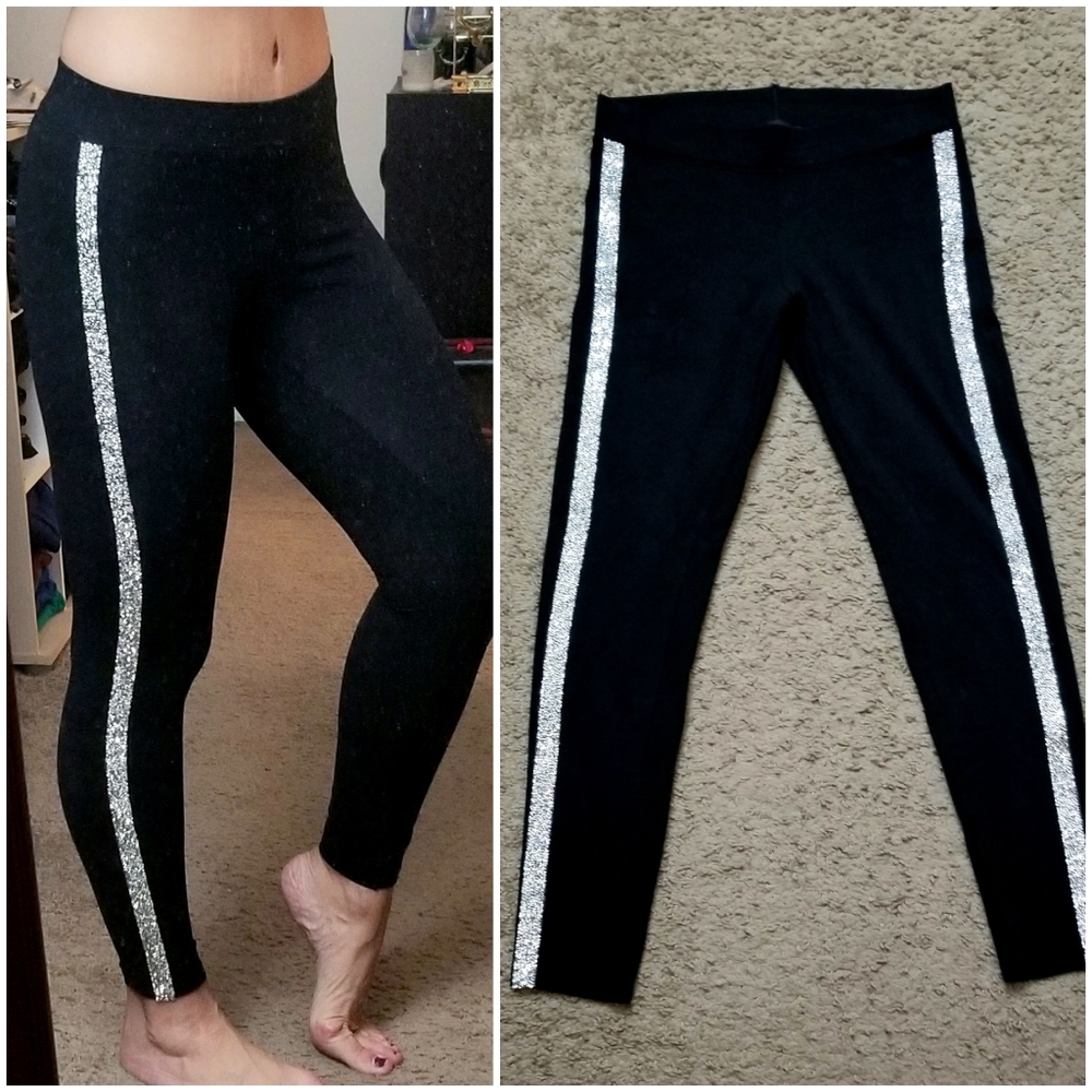 Express small black glitzy stretchy leggings